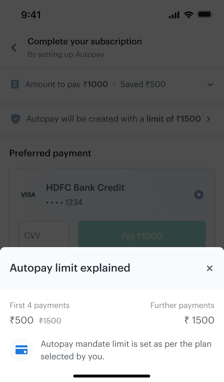 Autopay limit explained in a bottom sheet