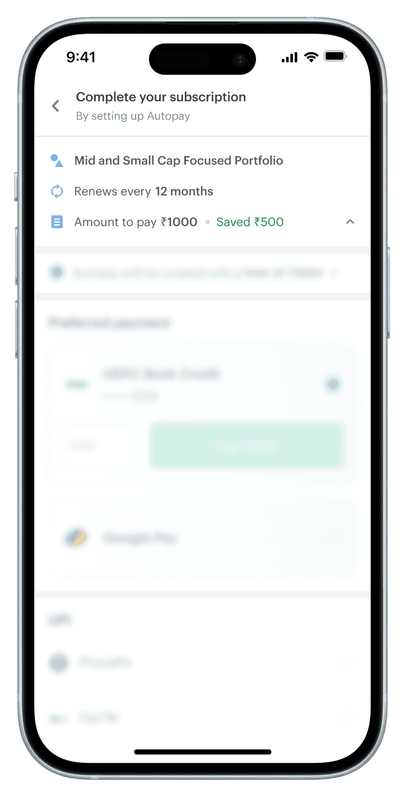 Payment summary in list format