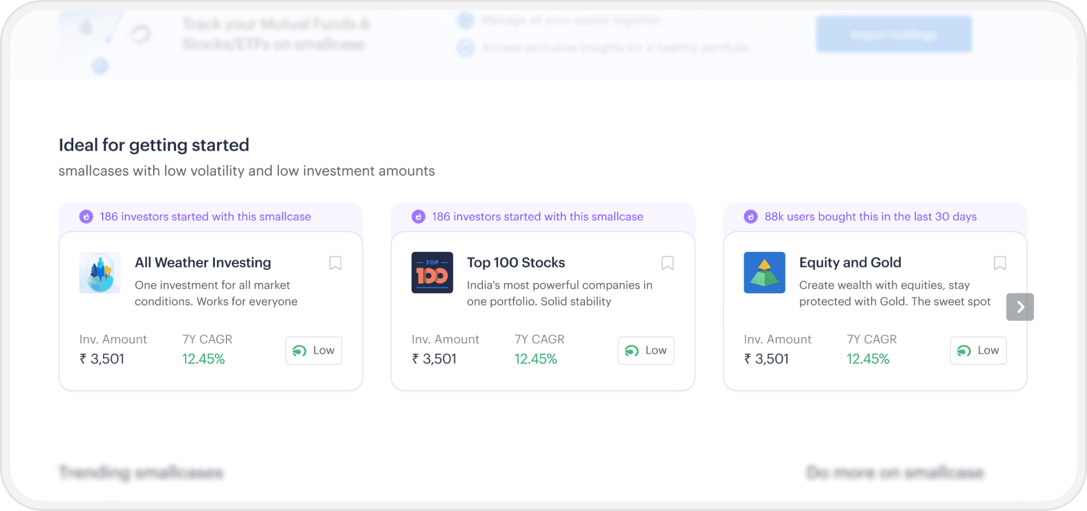 First fold of the redesigned home page with beginner-friendly portfolios