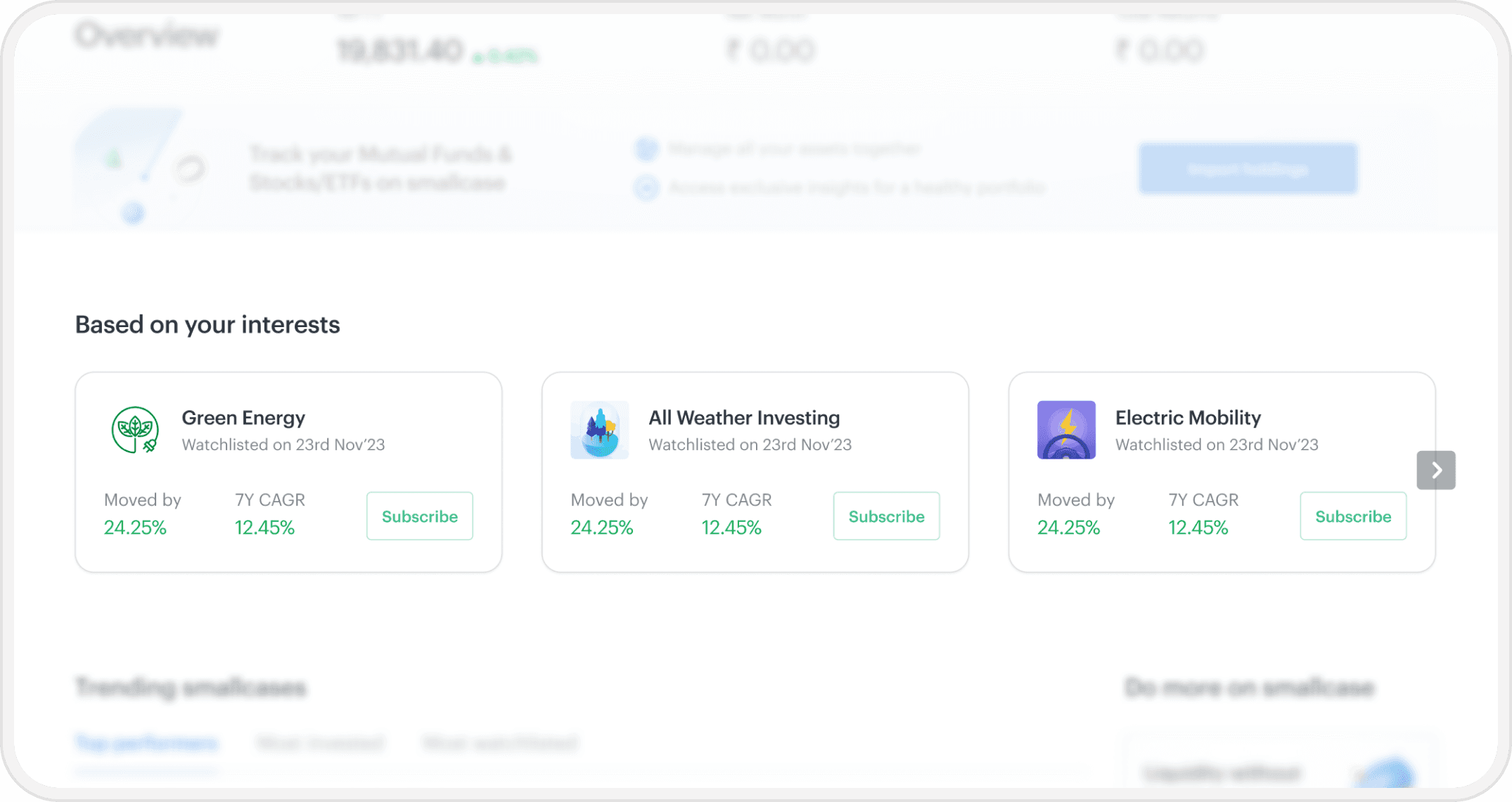 Home page section tracking Josh's watchlisted portfolios