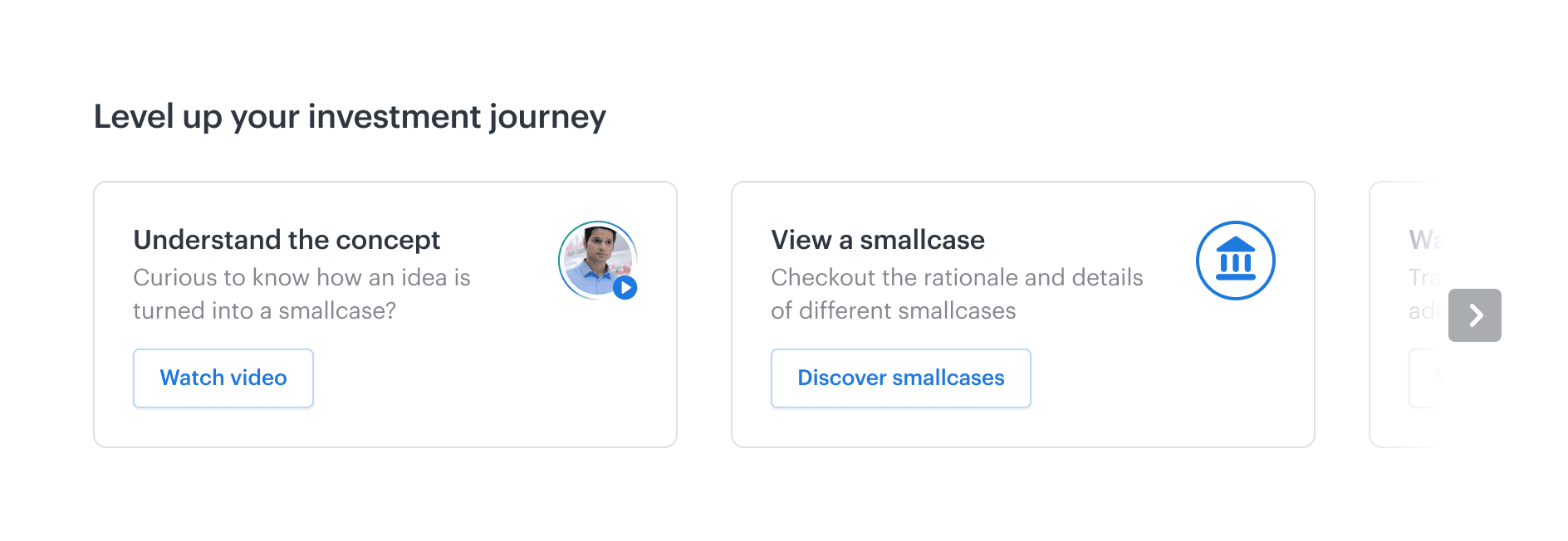 Step-by-step guide walking new users through portfolio based investing