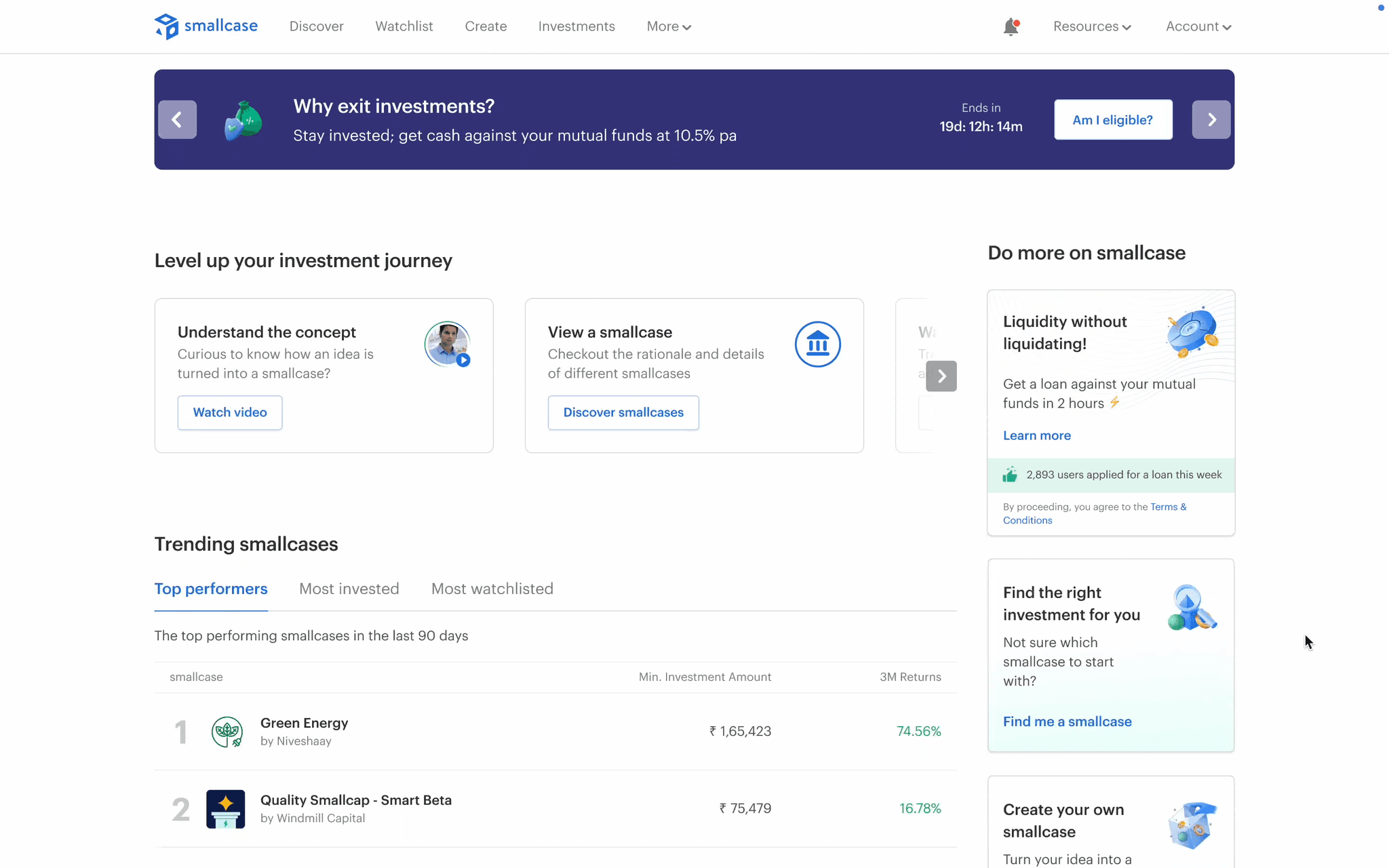 Walkthrough of the redesigned smallcase home page